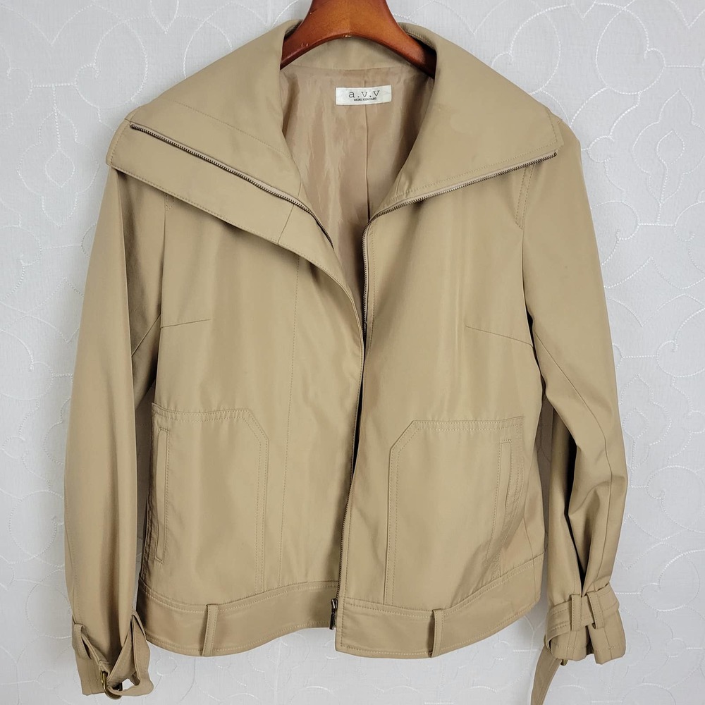 a.v.v. Michel Klein Womens Jacket Size 42 Paris Brown Collared Full Zip Pockets